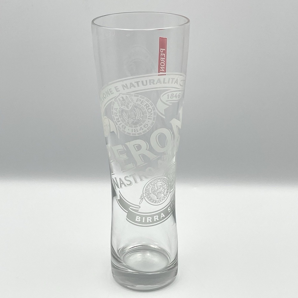 Peroni‎ Nastro Azzurro One Pint Beer Glass 9 3/8" Frosted SQHM Italy Bar Pub